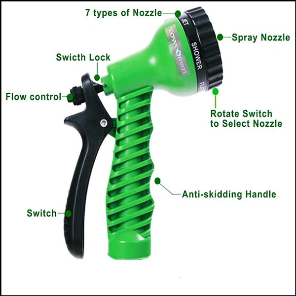 50 Ft Expandable Hose Pipe Nozzle For Garden Wash Car Bike With Spray Gun